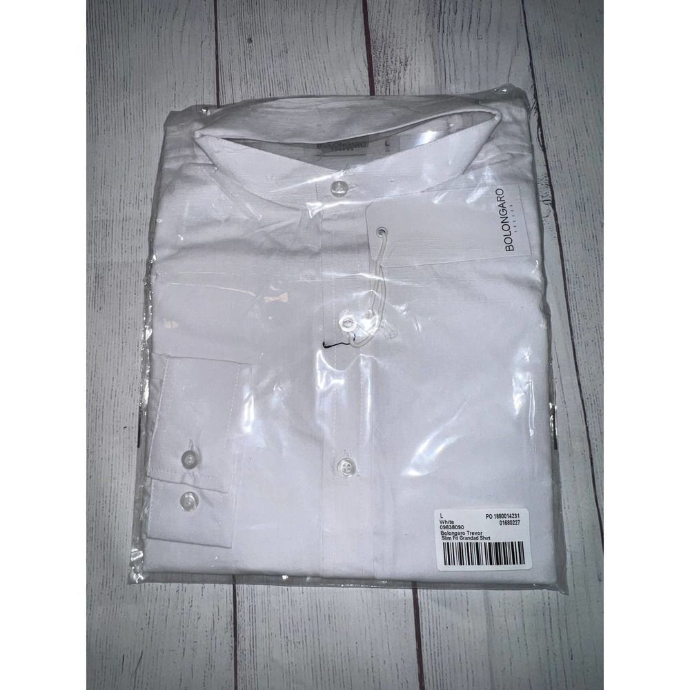 White Bolongaro Trevor Slim Fit Grandad Shirt (L)